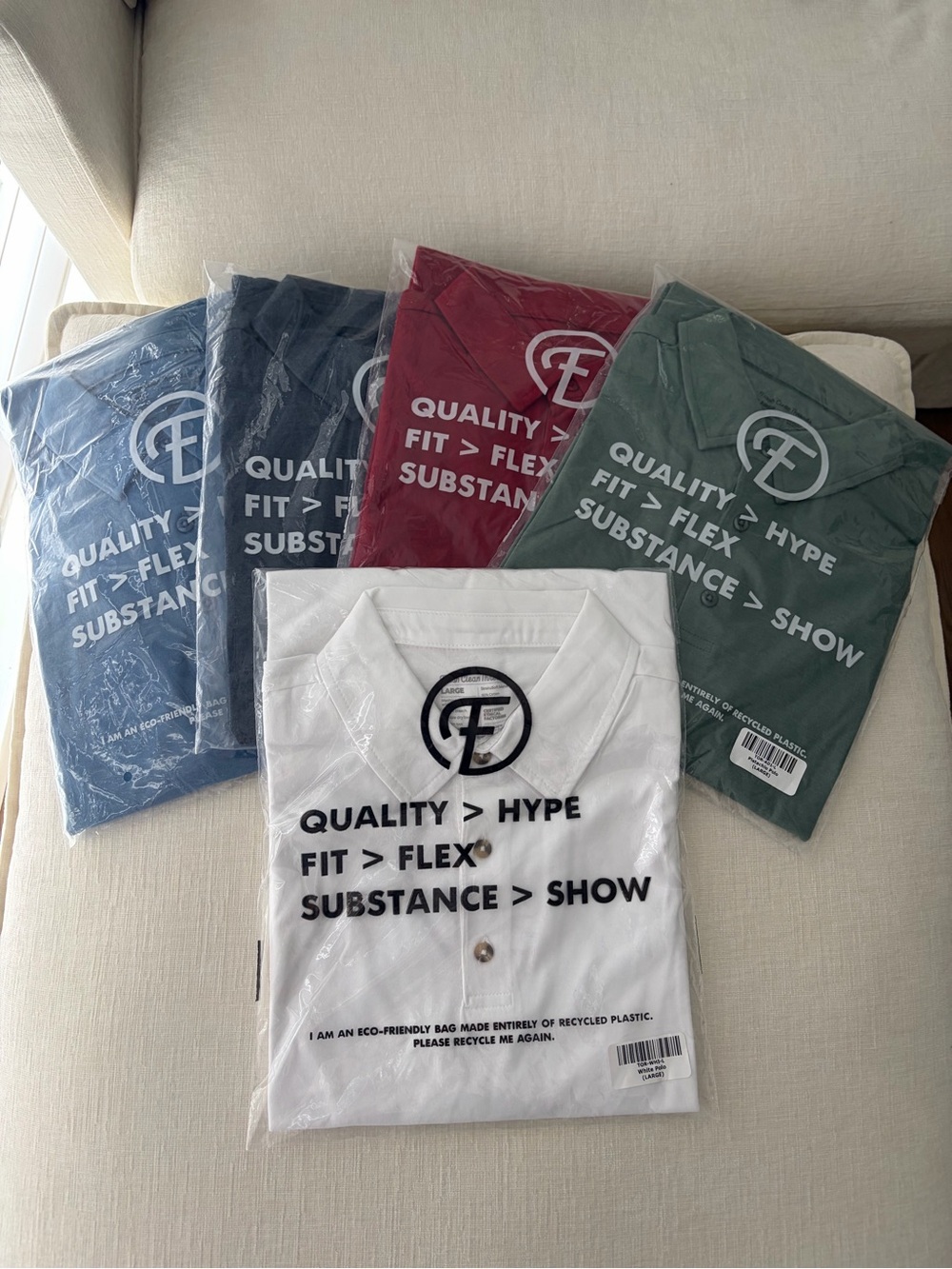 *Brand New* Fresh Clean Threads Summer Essentials Polo 5-Pack Size Large